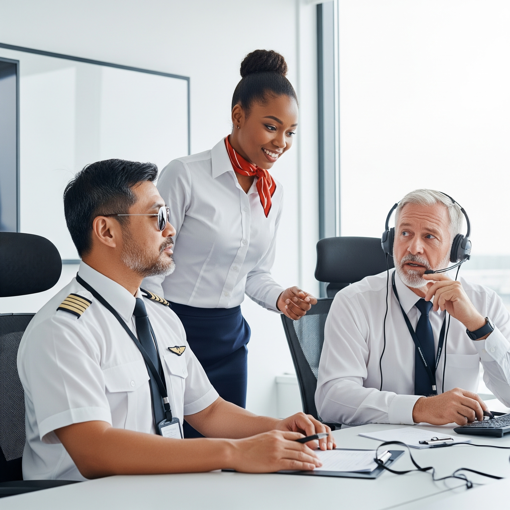 Aviation medical team discussion